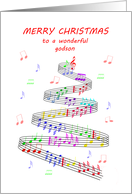 Godson Sheet Music with a Stave Christmas card