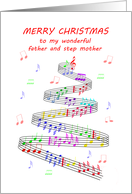 Father and Step Mother Sheet Music with a Stave Christmas card