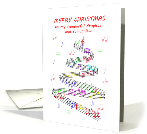Daughter and Son in Law Sheet Music with a Stave Christmas card
