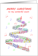 Cousin Sheet Music with a Stave Christmas card