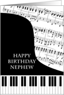 Nephew Piano and Music Birthday card