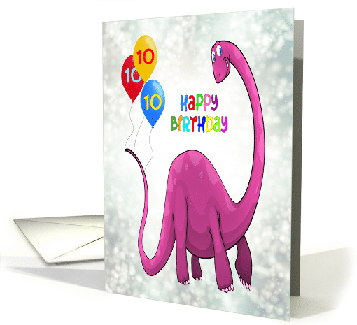 10th Birthday Dinosaur and Ballons card (1651156)