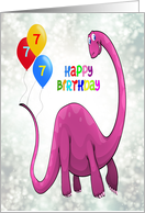 7th Birthday Dinosaur and Ballons card