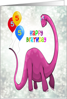 5th Birthday Dinosaur and Ballons card