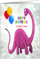 Add a Name Birthday Dinosaur and Ballons card