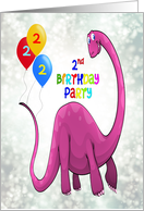 2nd Birthday Party Dinosaur and Balloons card