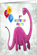 3rd Birthday Party Dinosaur and Balloons card