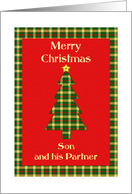 Son and his Partner Tartan Christmas Tree card