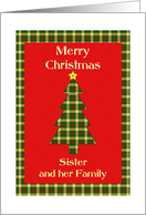 Sister and her Family Tartan Christmas Tree card