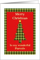 Parents Tartan Christmas Tree card