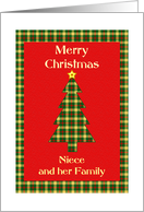 Niece and her Family Tartan Christmas Tree card