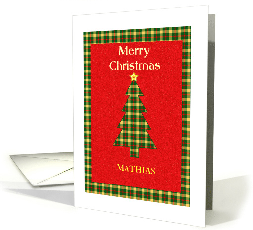 Add A Name Tartan Christmas Tree card (1656638)