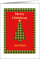 Add A Name Tartan Christmas Tree card