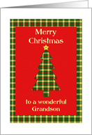 Grandson Tartan Christmas Tree card