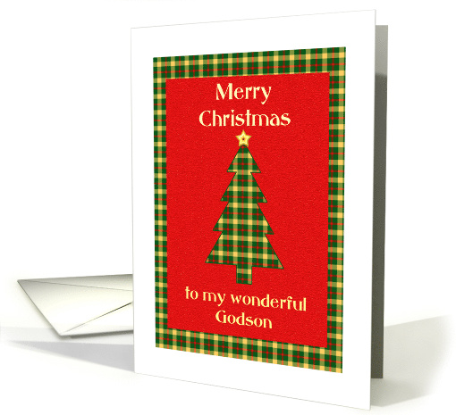 Godson Tartan Christmas Tree card (1656688)