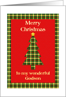 Godson Tartan Christmas Tree card