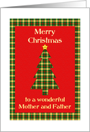 Mother and Father Tartan Christmas Tree card