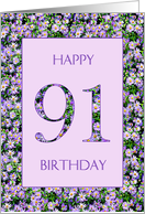 91st Birthday Purple Daisies card