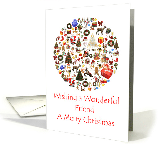 Friend Circle of Christmas Presents Trees Reindeer Santa card