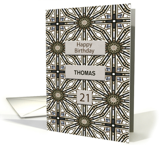 21st Birthday Add a Name Abstract Mandala Design card (1690212)