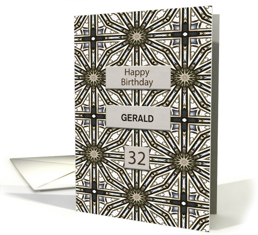 32nd Birthday Add a Name Abstract Mandala Design card (1690250)