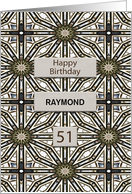 51st Birthday Add a Name Abstract Mandala Design card