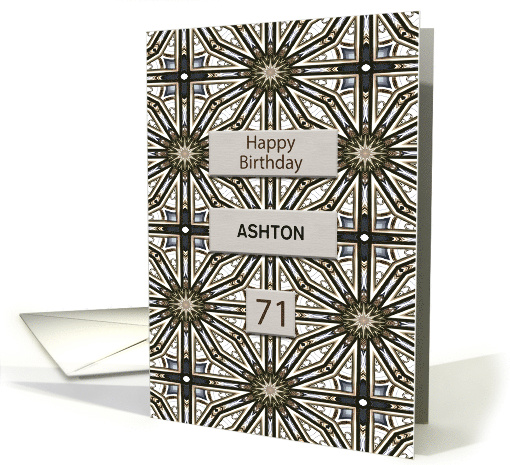 71st Birthday Add a Name Abstract Mandala Design card (1690562)