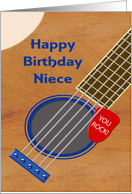 Niece Guitar Player Birthday Plectrum Tucked into Strings card