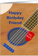 Friend Guitar Player Birthday Plectrum Tucked into Strings card