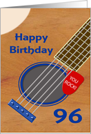 96th Birthday Guitar Player Plectrum Tucked into Strings card