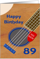 89th Birthday Guitar Player Plectrum Tucked into Strings card