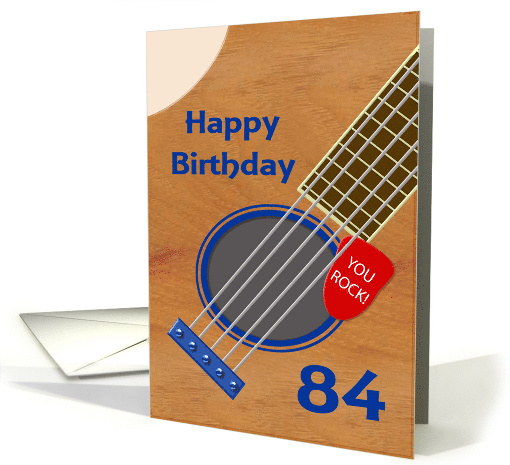 84th Birthday Guitar Player Plectrum Tucked into Strings card