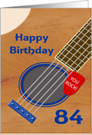 84th Birthday Guitar Player Plectrum Tucked into Strings card