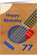 77th Birthday Guitar Player Plectrum Tucked into Strings card
