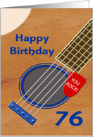 76th Birthday Guitar Player Plectrum Tucked into Strings card