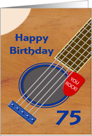 75th Birthday Guitar Player Plectrum Tucked into Strings card
