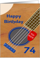 74th Birthday Guitar Player Plectrum Tucked into Strings card