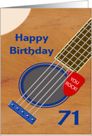 71st Birthday Guitar Player Plectrum Tucked into Strings card