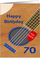 70th Birthday Guitar Player Plectrum Tucked into Strings card
