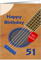51st Birthday Guitar Player Plectrum Tucked into Strings card