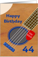 44th Birthday Guitar Player Plectrum Tucked into Strings card