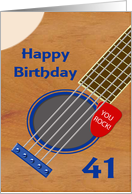 41st Birthday Guitar Player Plectrum Tucked into Strings card