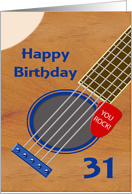 31st Birthday Guitar Player Plectrum Tucked into Strings card