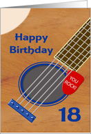 18th Birthday Guitar Player Plectrum Tucked into Strings card