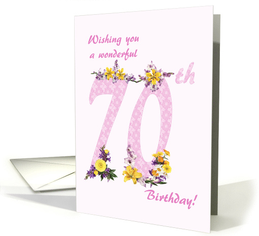 70th Birthday Flower Decorated Numbers card (1691890)