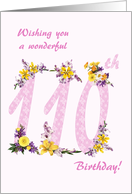 110th Birthday Flower Decorated Numbers card