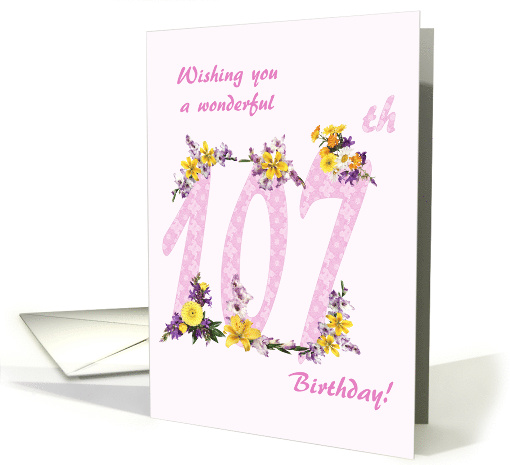 107th Birthday Flower Decorated Numbers card (1692974)