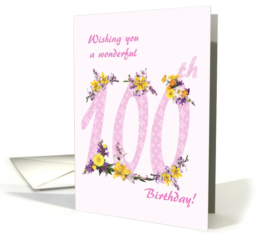 100th Birthday Flower Decorated Numbers card (1692988)