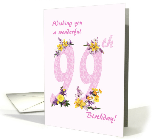 99th Birthday Flower Decorated Numbers card (1692990)