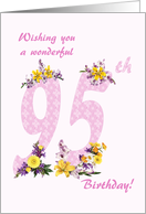 95th Birthday Flower Decorated Numbers card